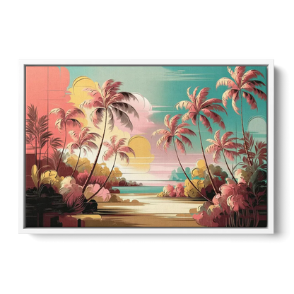 Fort Lauderdale Tropical Palm Trees Front - White Canvas Wall Art