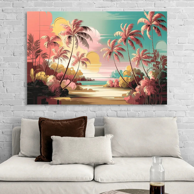 Fort Lauderdale Tropical Palm Trees Living Room - Canvas Wall Art