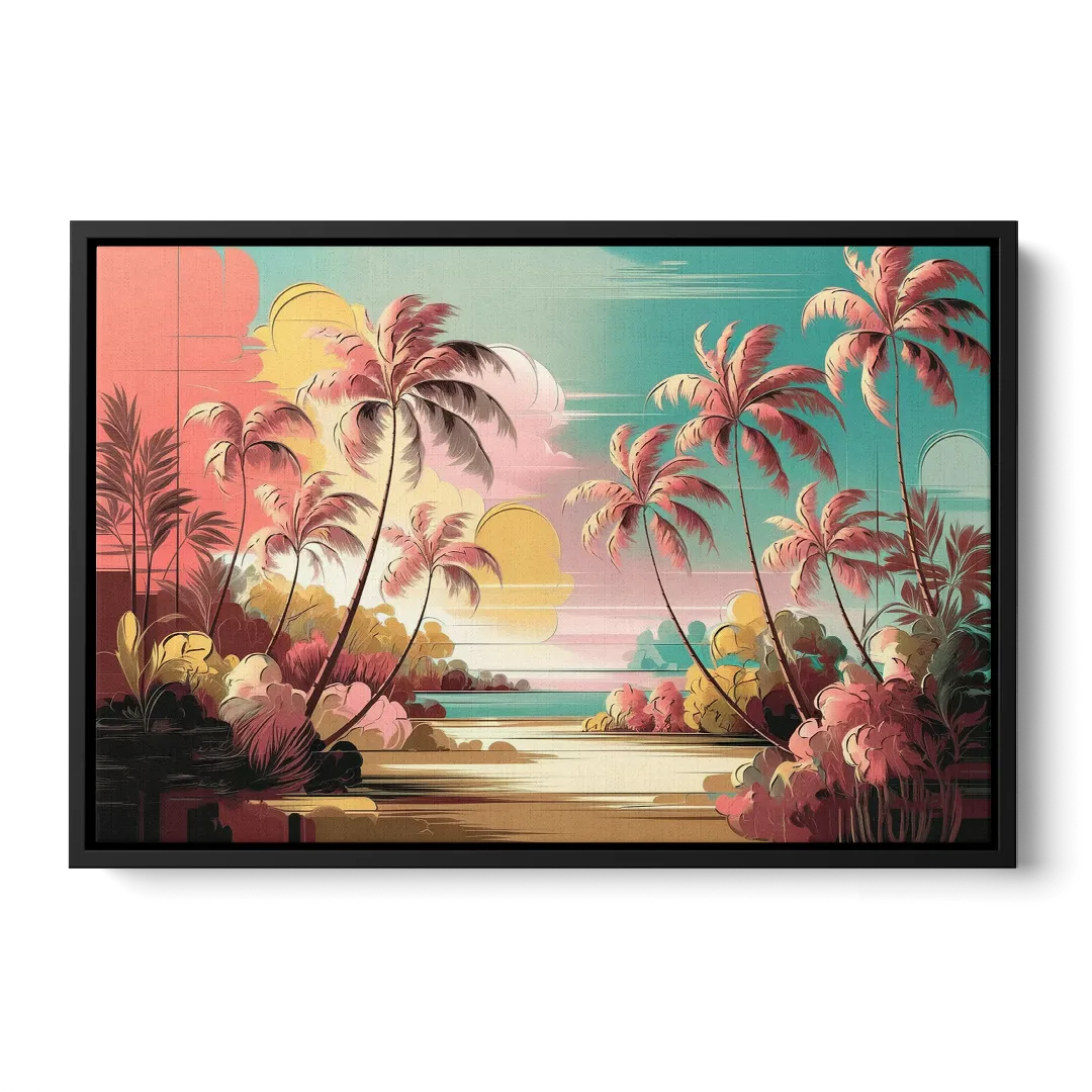 Fort Lauderdale Tropical Palm Trees Front - Black Canvas Wall Art