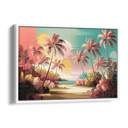 Fort Lauderdale Tropical Palm Trees Side - White Canvas Wall Art
