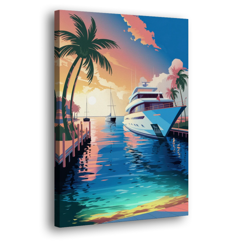 Fort Lauderdale Yacht Harbor - Canvas Wall Art - Side
