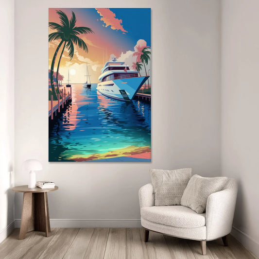 Fort Lauderdale Yacht Harbor - Canvas Wall Art - Sofa - 40x60