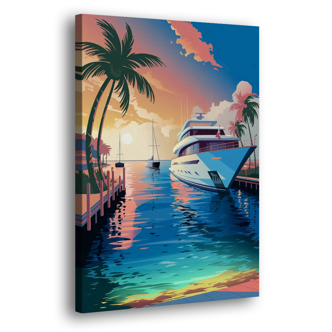 Fort Lauderdale Yacht Harbor Side - Canvas Wall Art