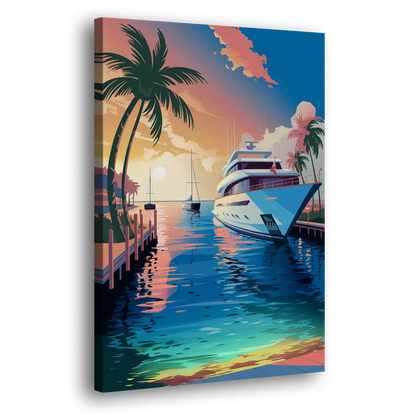 Fort Lauderdale Yacht Harbor Side - Canvas Wall Art