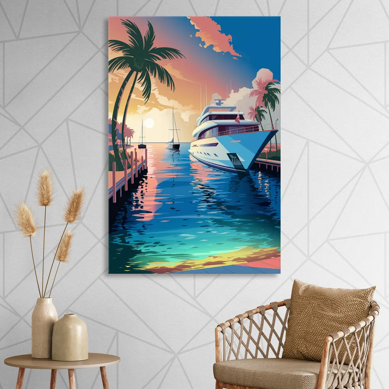 Fort Lauderdale Yacht Harbor Sitting Room - Canvas Wall Art