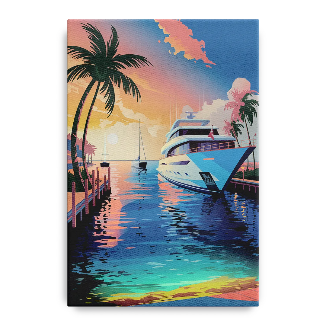 Fort Lauderdale Yacht Harbor Front - Canvas Wall Art