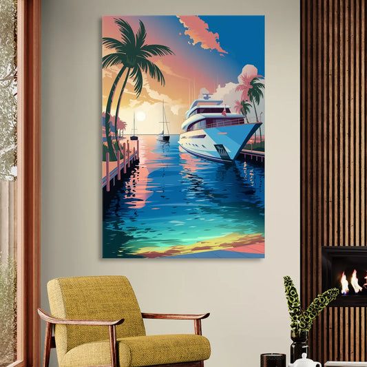 Fort Lauderdale Yacht Harbor Living Room - Canvas Wall Art