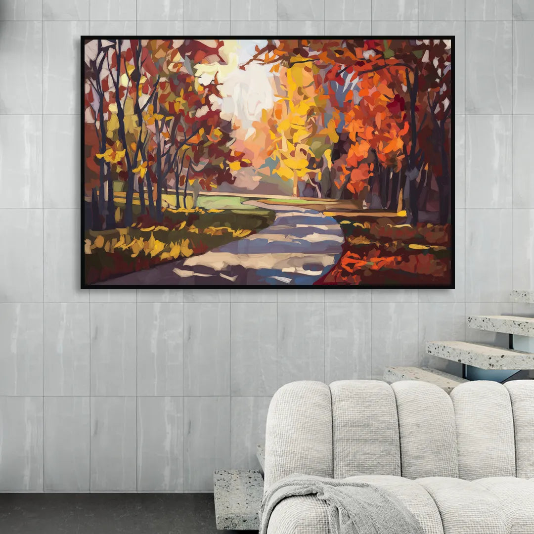 Fort Wayne Autumn Colors Sitting Room - Black Canvas Wall Art