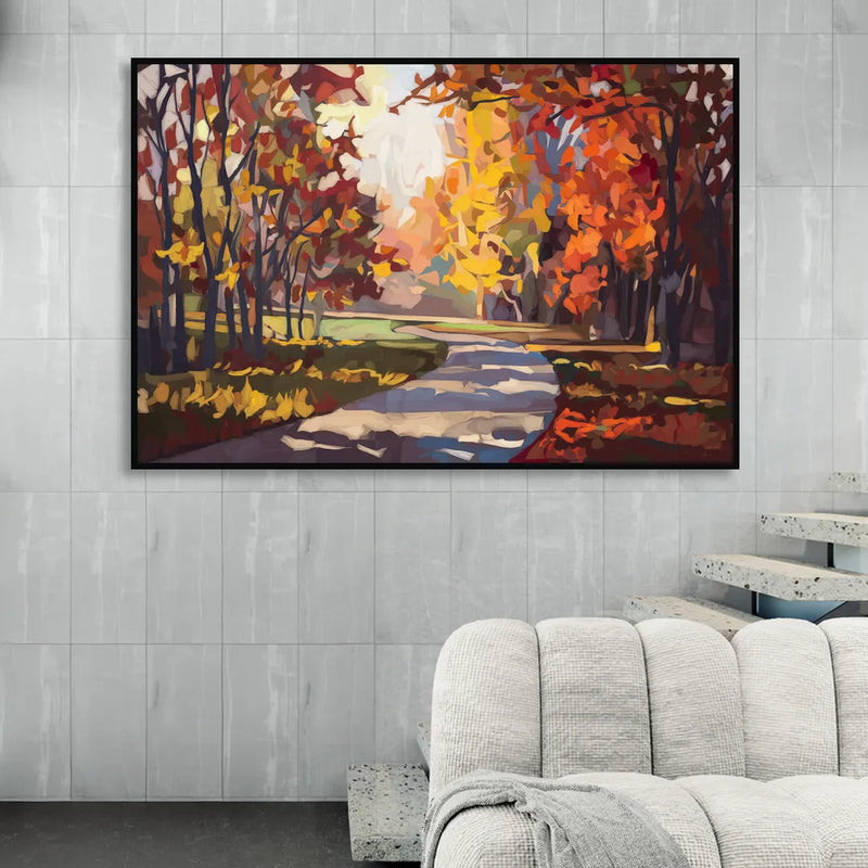 Fort Wayne Autumn Colors Sitting Room - Black Canvas Wall Art