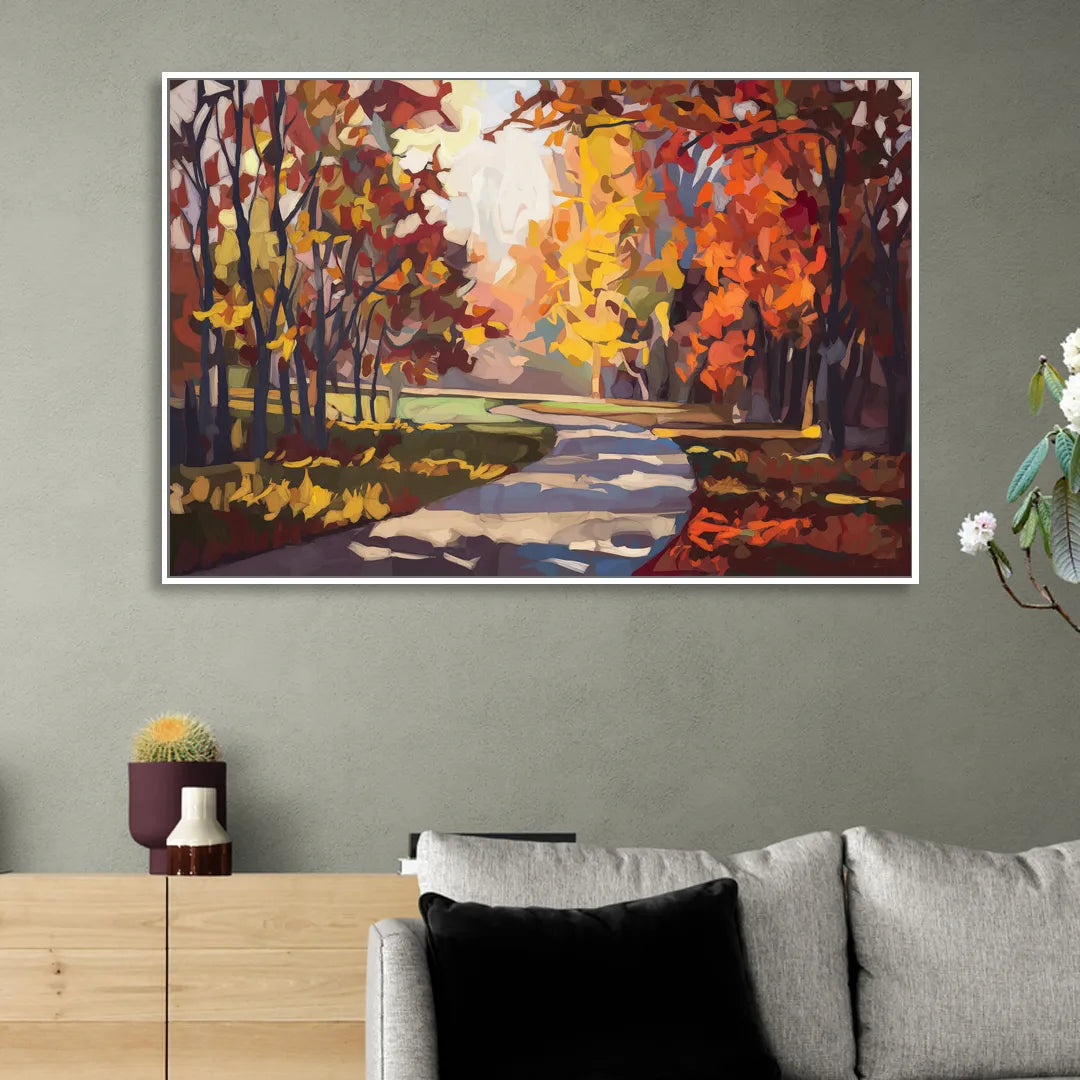 Fort Wayne Autumn Colors Living Room - White Canvas Wall Art