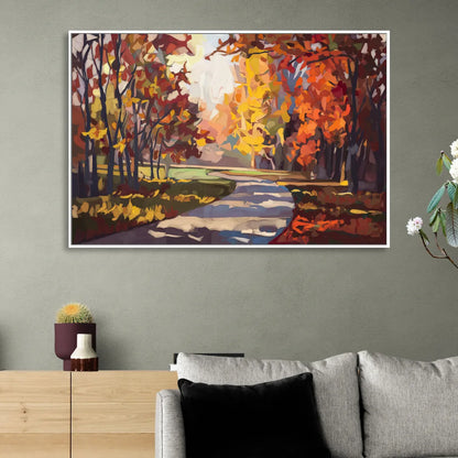 Fort Wayne Autumn Colors Living Room - White Canvas Wall Art