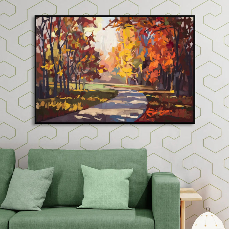 Fort Wayne Autumn Colors Living Room - Black Canvas Wall Art