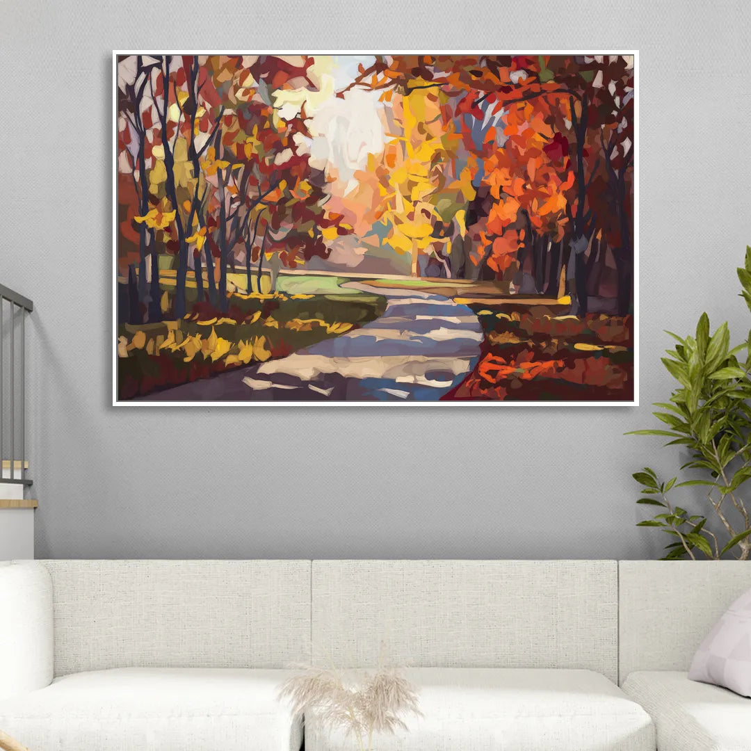 Fort Wayne Autumn Colors Sitting Room - White Canvas Wall Art