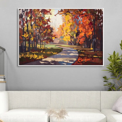 Fort Wayne Autumn Colors Sitting Room - White Canvas Wall Art