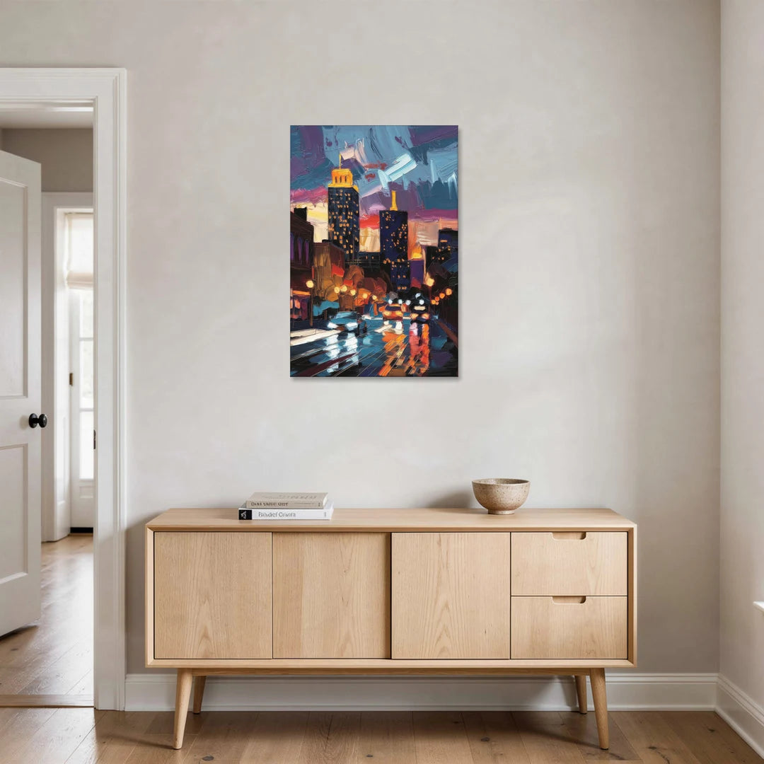 Fort Wayne Downtown Lights - Canvas Wall Art - Coffee Table - 24x36