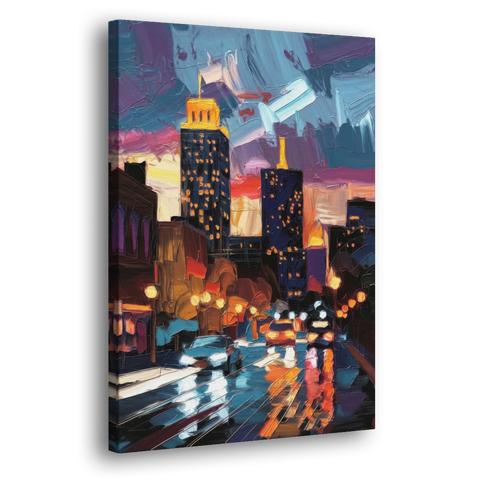 Fort Wayne Downtown Lights - Canvas Wall Art - Side