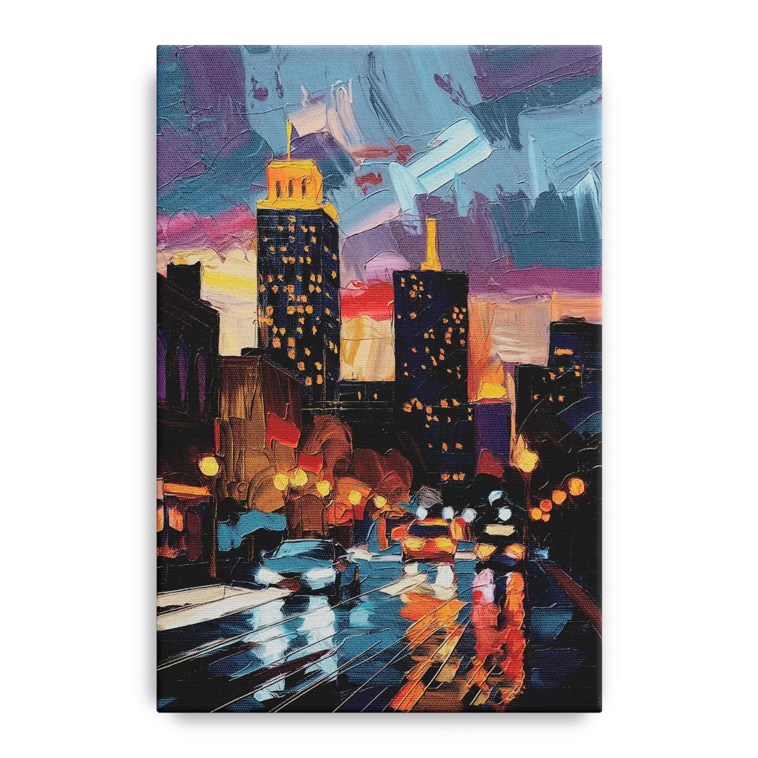 Fort Wayne Downtown Lights Front - Canvas Wall Art