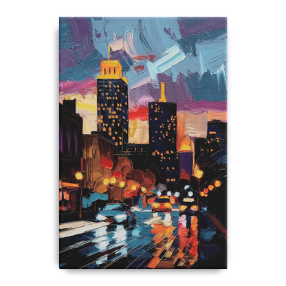 Fort Wayne Downtown Lights Front - Canvas Wall Art