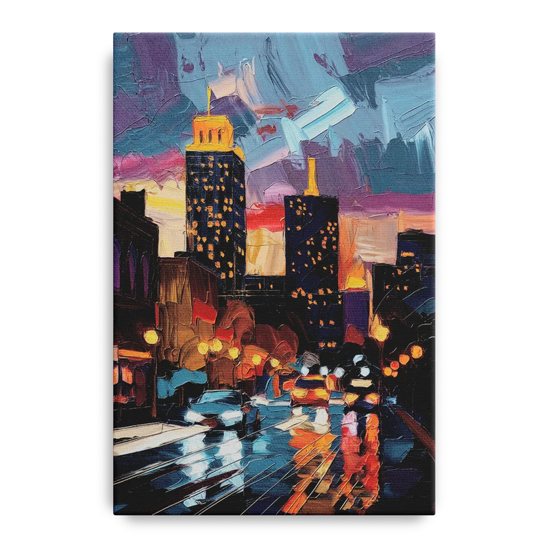 Fort Wayne Downtown Lights Front - Canvas Wall Art