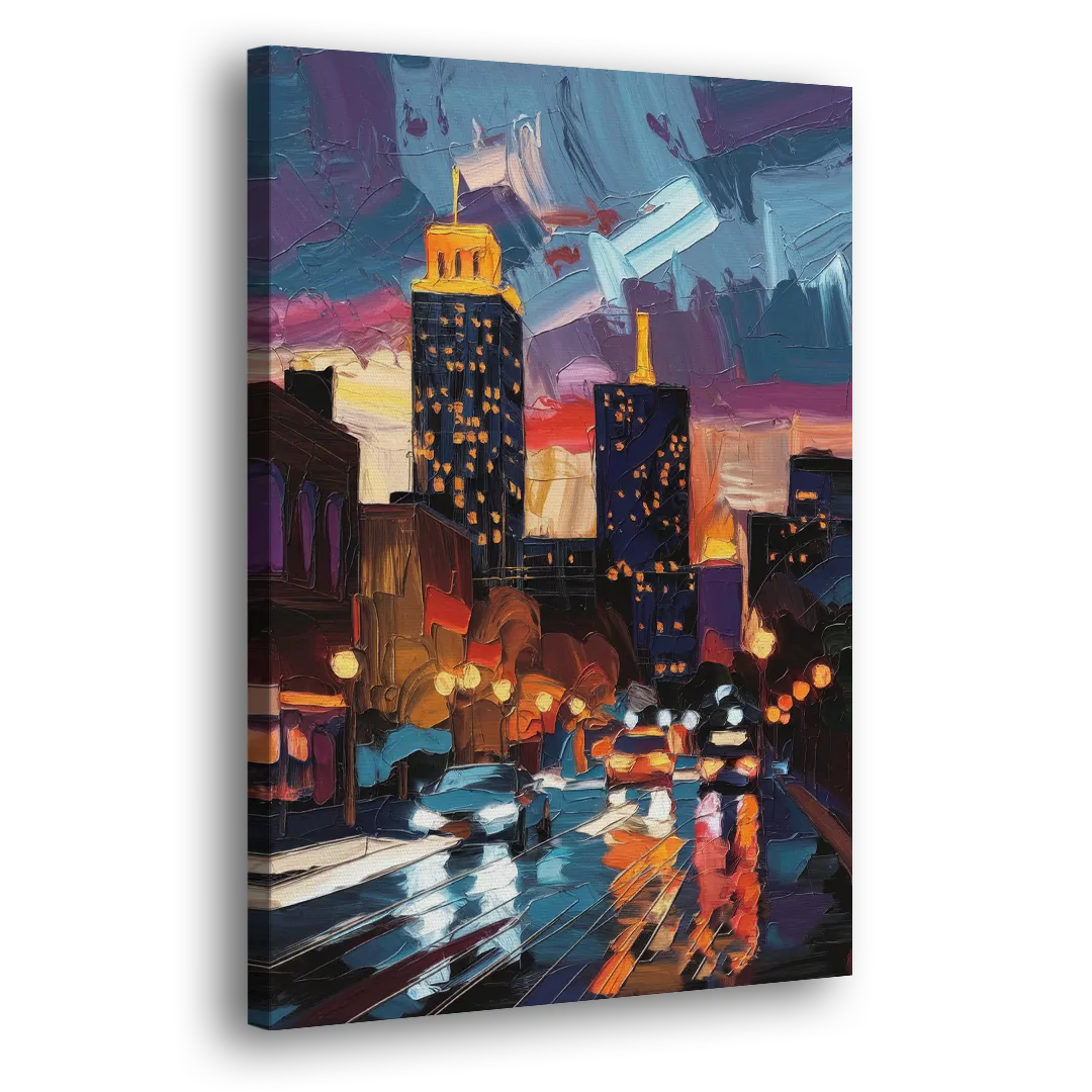 Fort Wayne Downtown Lights Side - Canvas Wall Art