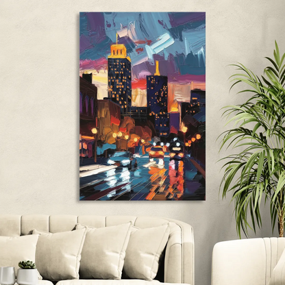 Fort Wayne Downtown Lights Sitting Room - Canvas Wall Art