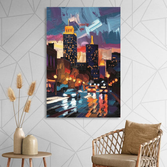 Fort Wayne Downtown Lights Living Room - Canvas Wall Art