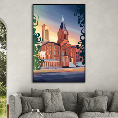 Fort Wayne Historic Landmarks Living Room - Black Canvas Wall Art