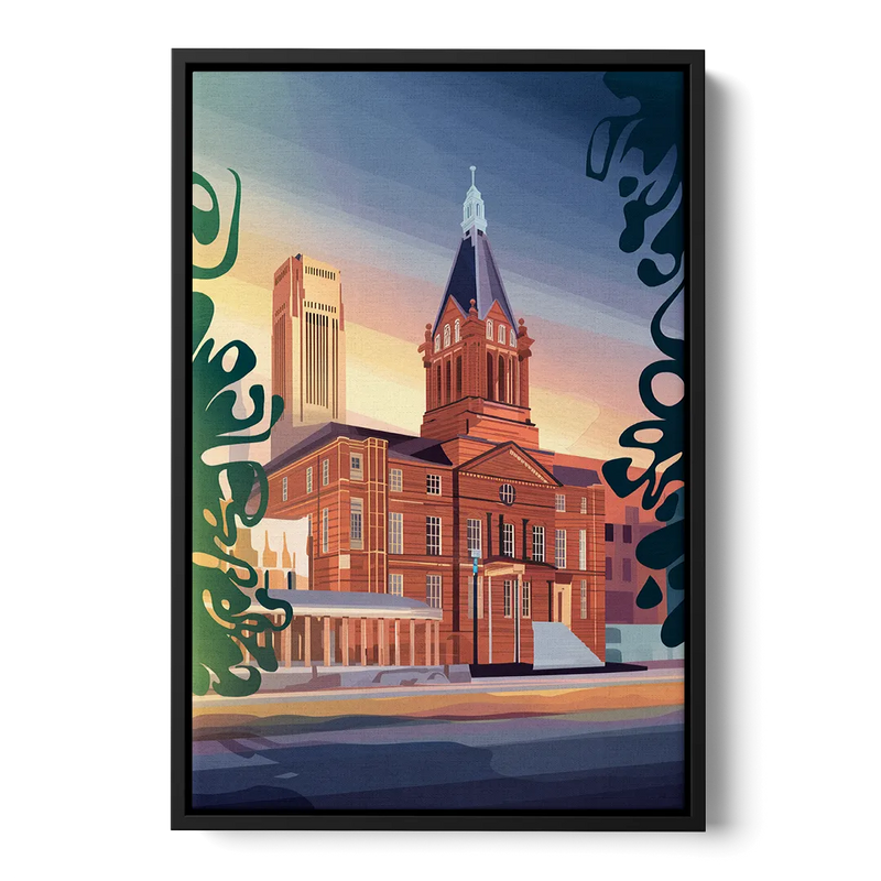 Fort Wayne Historic Landmarks Front - Black Canvas Wall Art