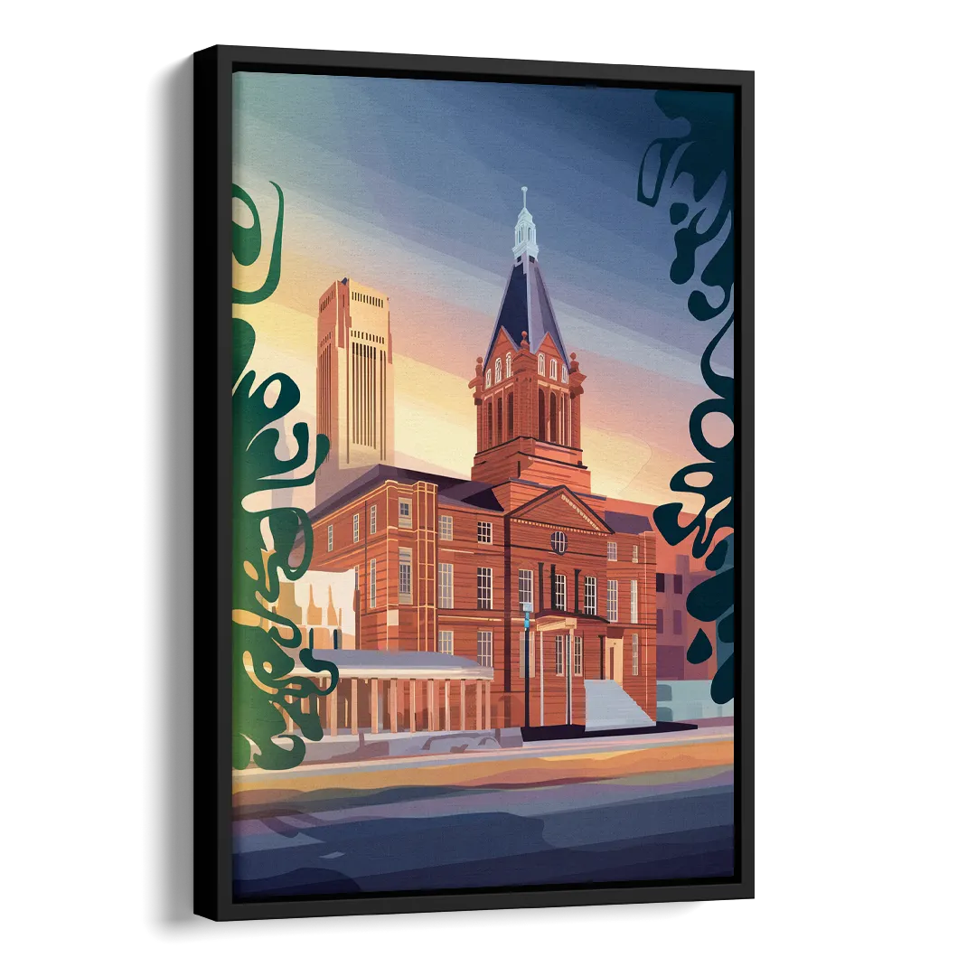 Fort Wayne Historic Landmarks Side - Black Canvas Wall Art