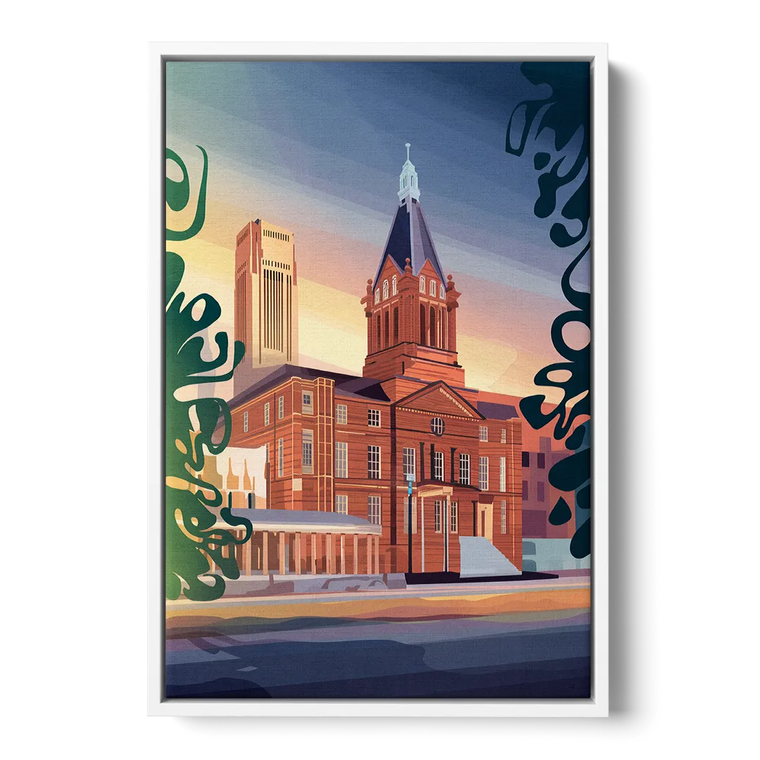 Fort Wayne Historic Landmarks Front - White Canvas Wall Art