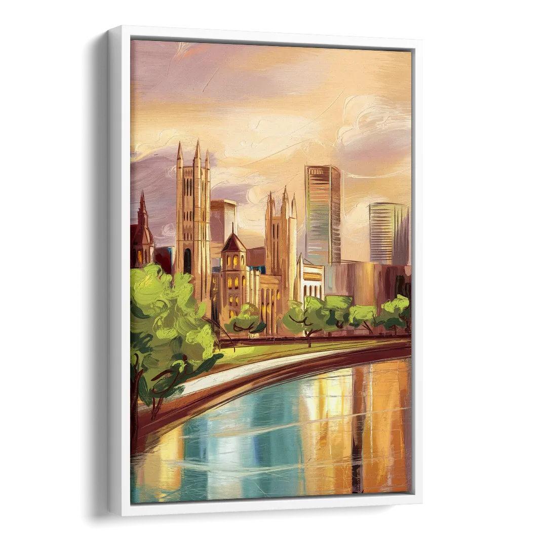 Fort Wayne Historic Landmarks Heritage Side - White Canvas Wall Art