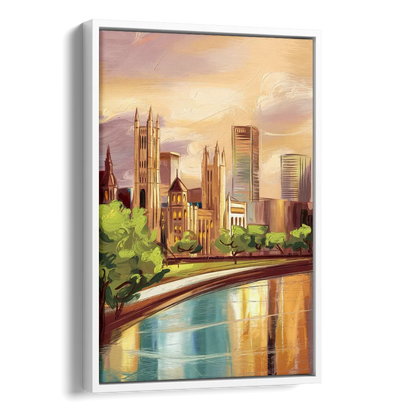 Fort Wayne Historic Landmarks Heritage Side - White Canvas Wall Art
