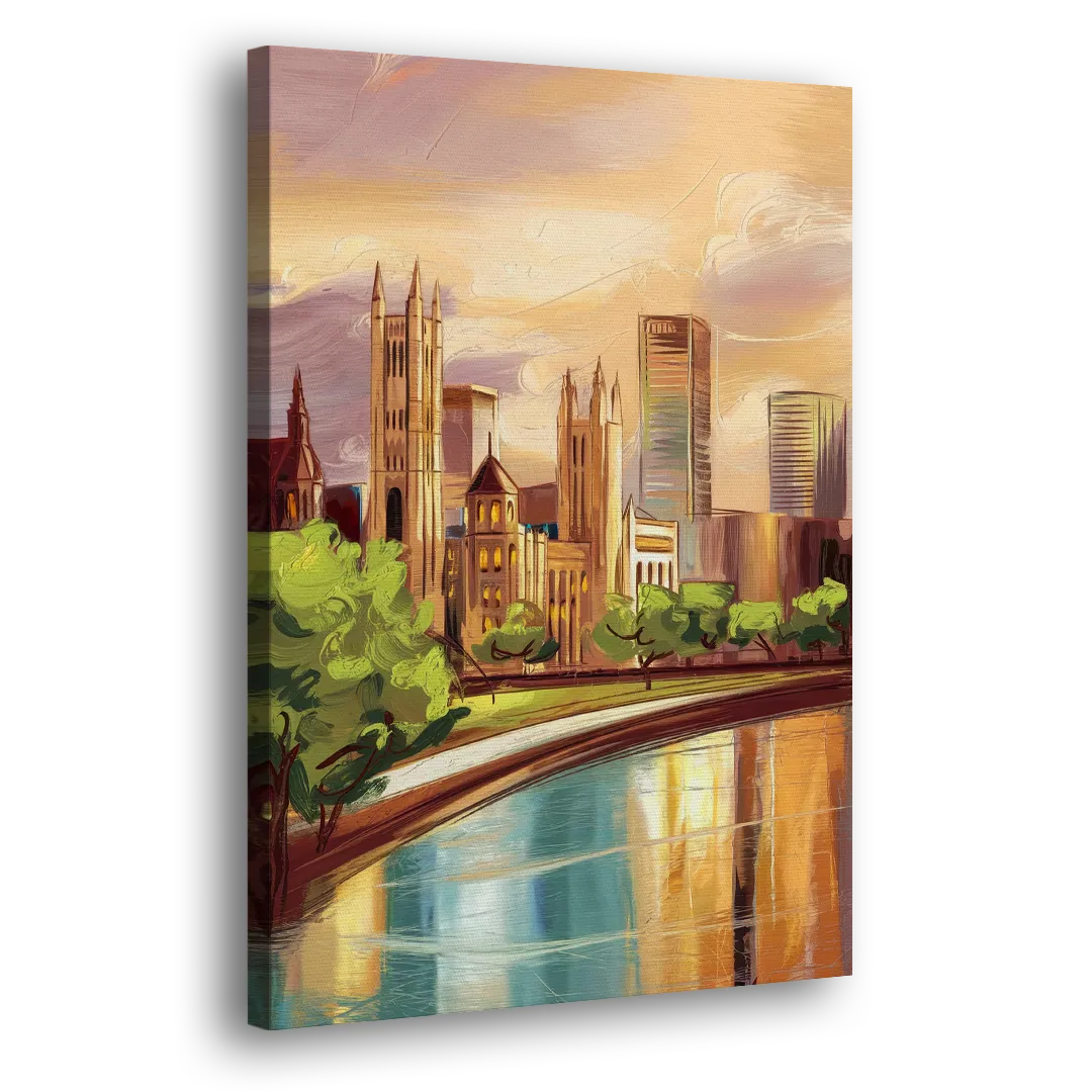 Fort Wayne Historic Landmarks Heritage Side - Canvas Wall Art