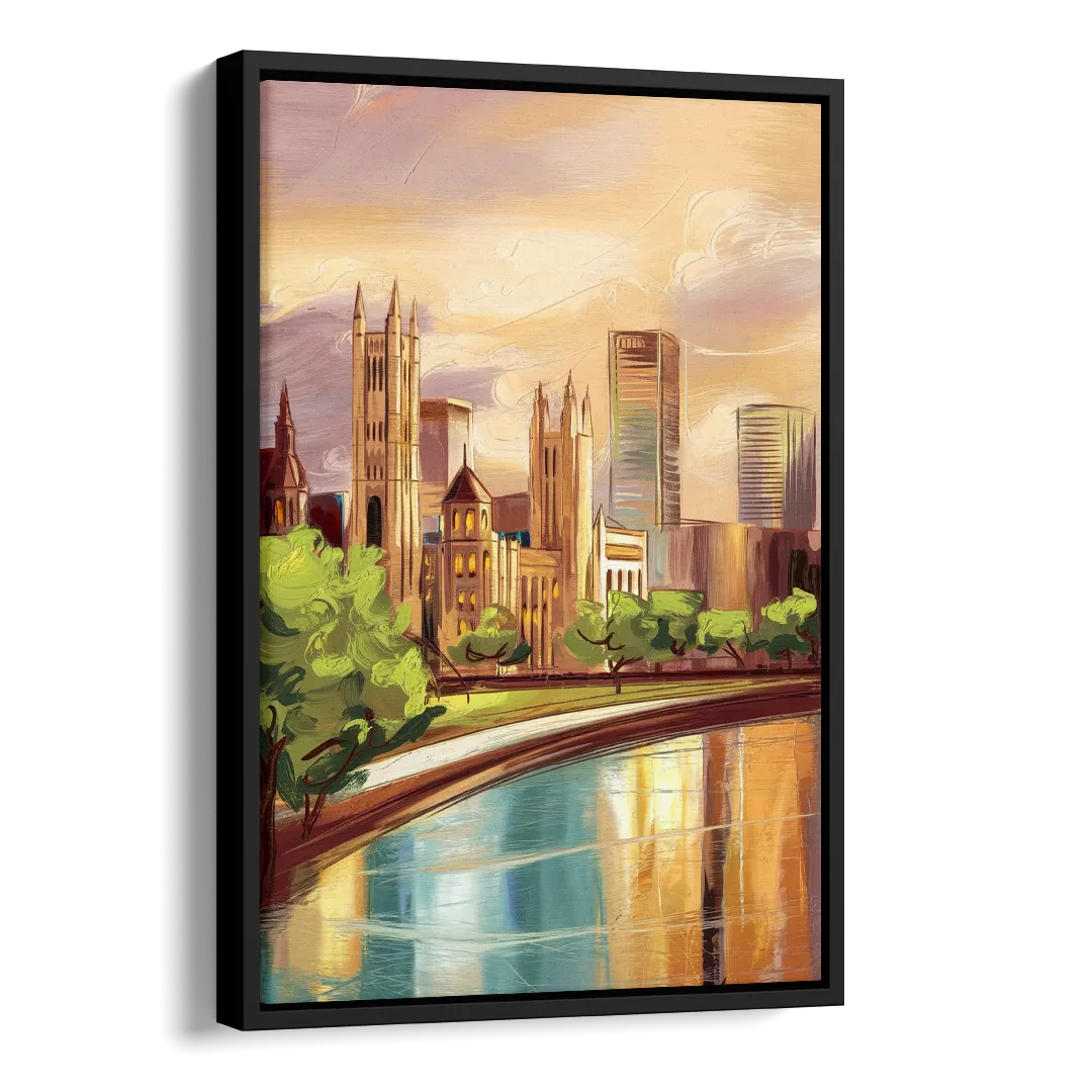 Fort Wayne Historic Landmarks Heritage Side - Black Canvas Wall Art