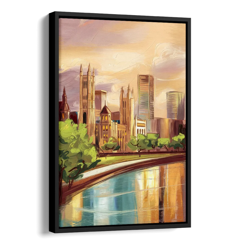 Fort Wayne Historic Landmarks Heritage Side - Black Canvas Wall Art