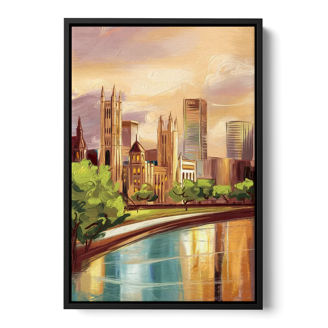 Fort Wayne Historic Landmarks Heritage Front - Black Canvas Wall Art