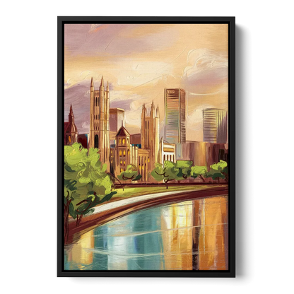 Fort Wayne Historic Landmarks Heritage Front - Black Canvas Wall Art