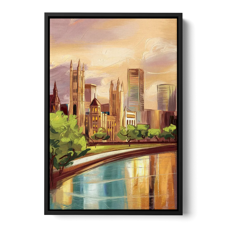 Fort Wayne Historic Landmarks Heritage Front - Black Canvas Wall Art