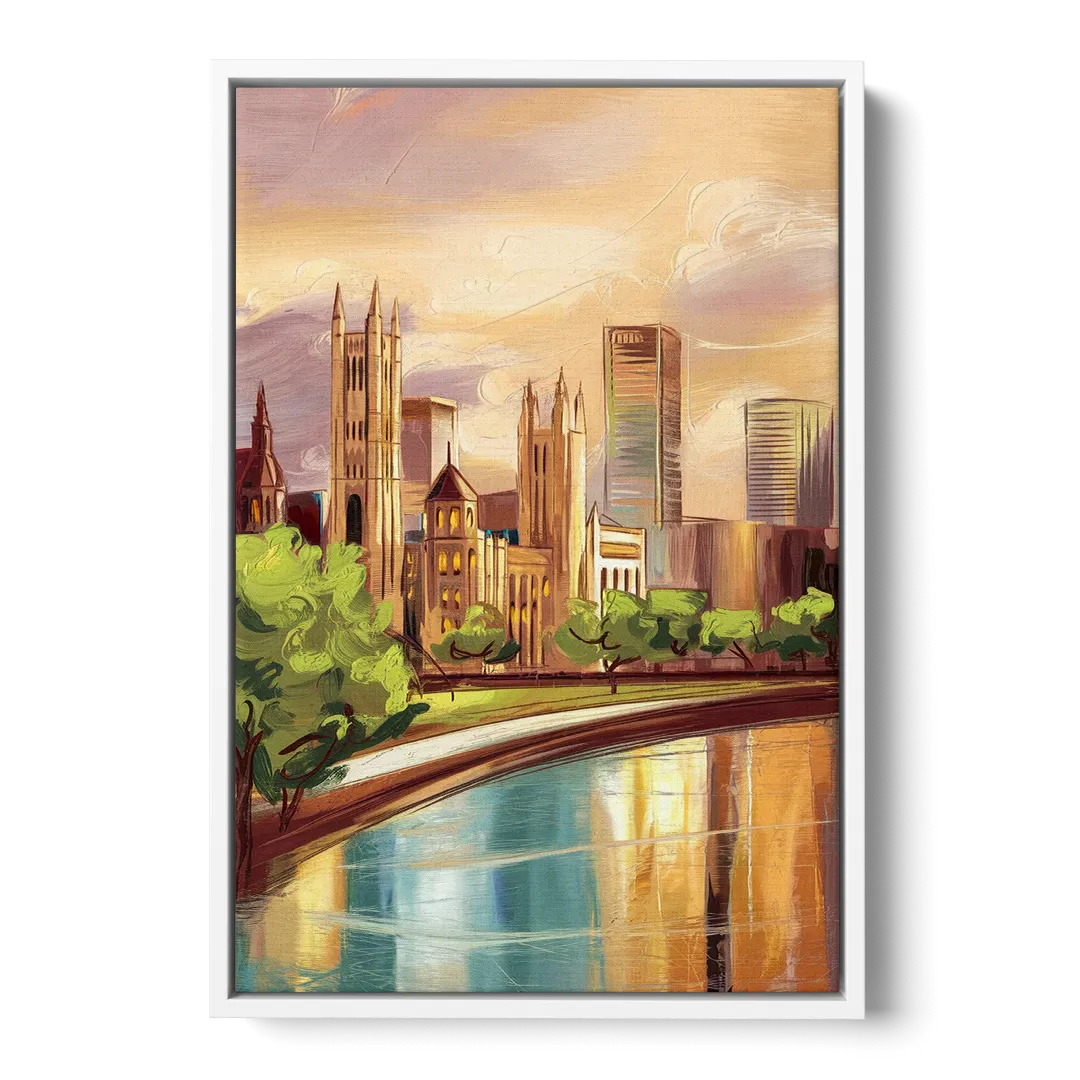 Fort Wayne Historic Landmarks Heritage Front - White Canvas Wall Art