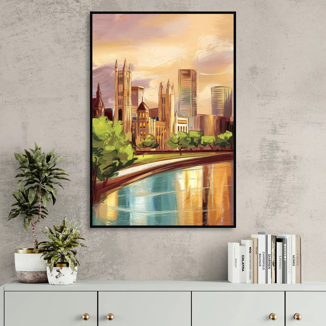 Fort Wayne Historic Landmarks Heritage Sitting Room - Black Canvas Wall Art