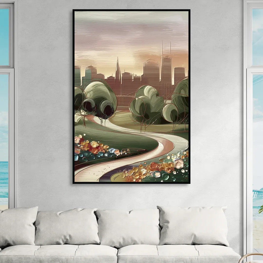 Fort Wayne Park Views Sitting Room - Black Canvas Wall Art