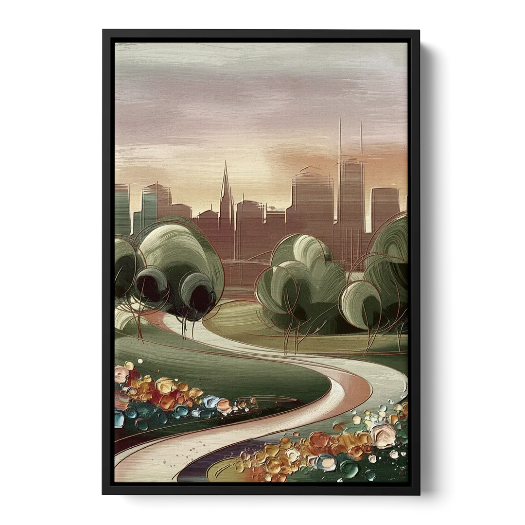 Fort Wayne Park Views Front - Black Canvas Wall Art