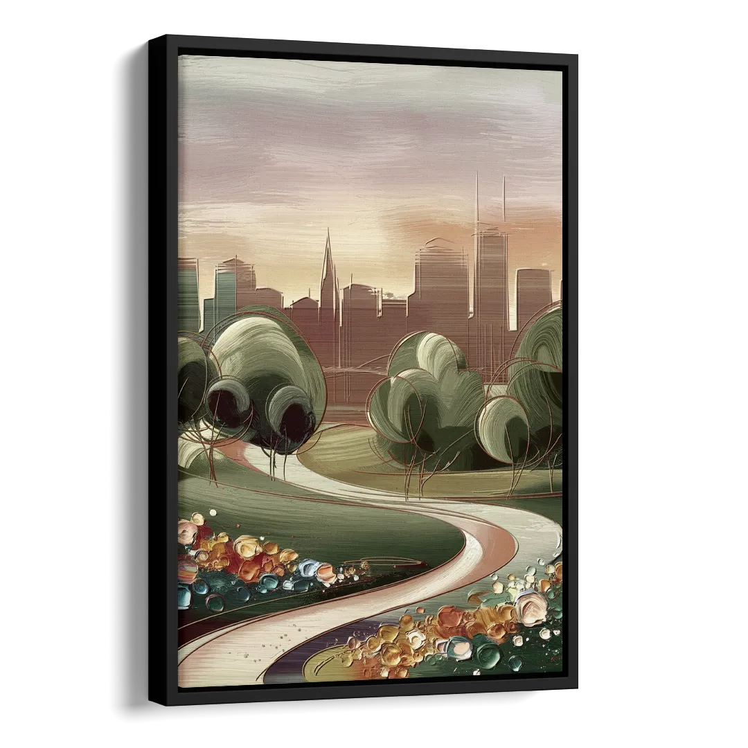 Fort Wayne Park Views Side - Black Canvas Wall Art