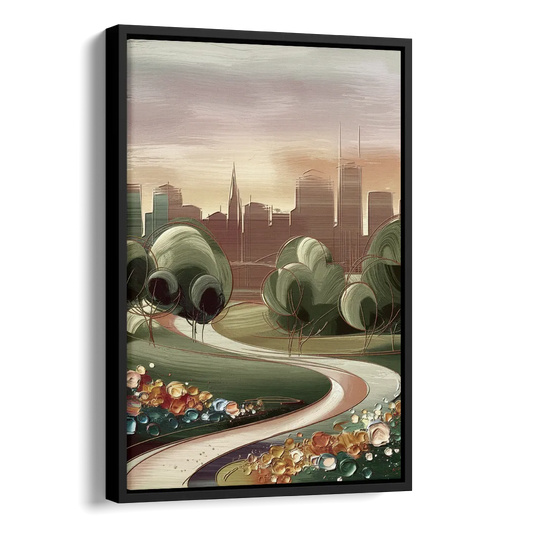 Fort Wayne Park Views Side - Black Canvas Wall Art