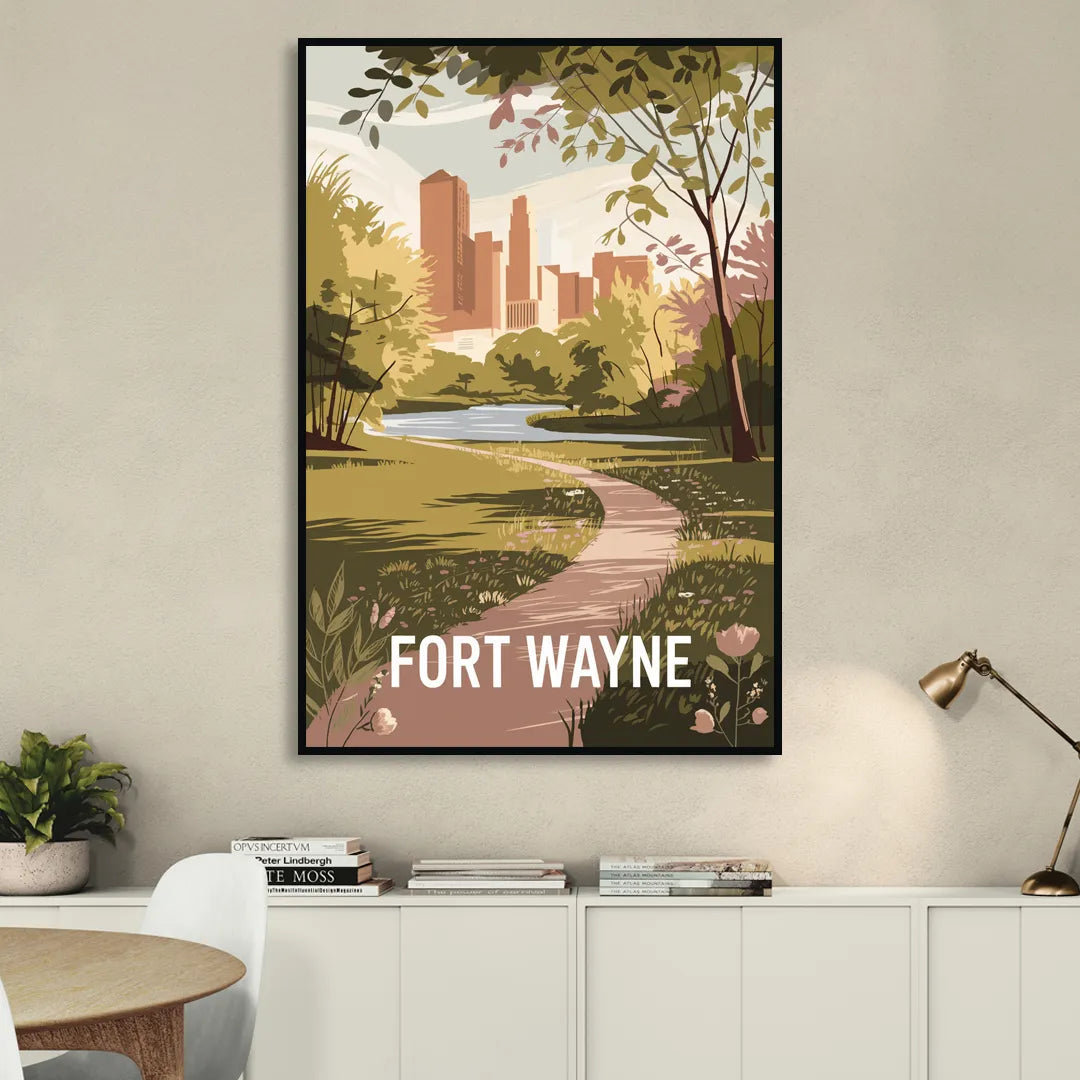 Fort Wayne Scenic Trails Sitting Room - Black Canvas Wall Art