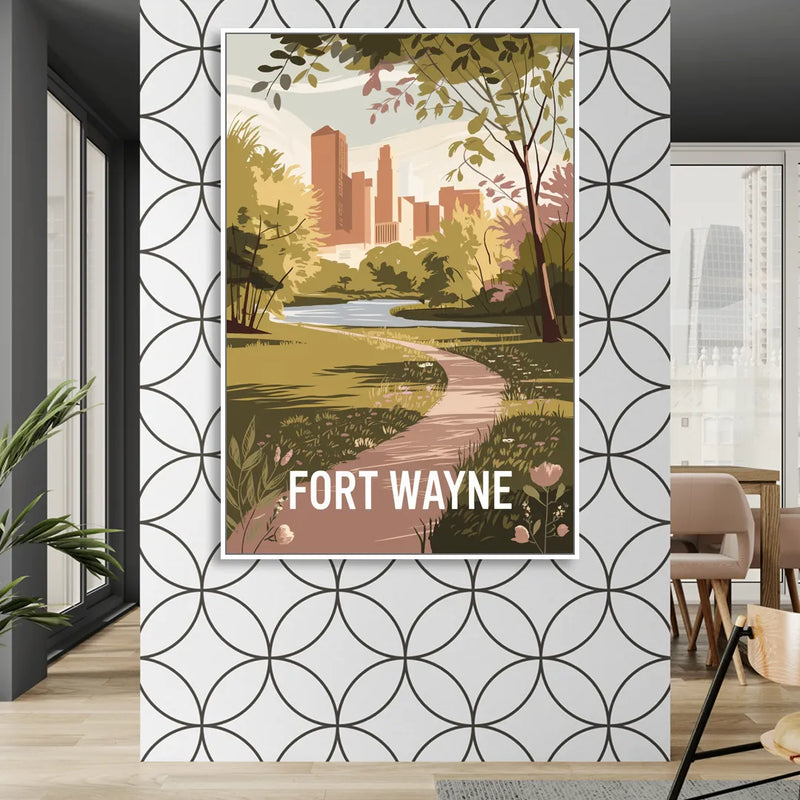 Fort Wayne Scenic Trails Living Room - White Canvas Wall Art