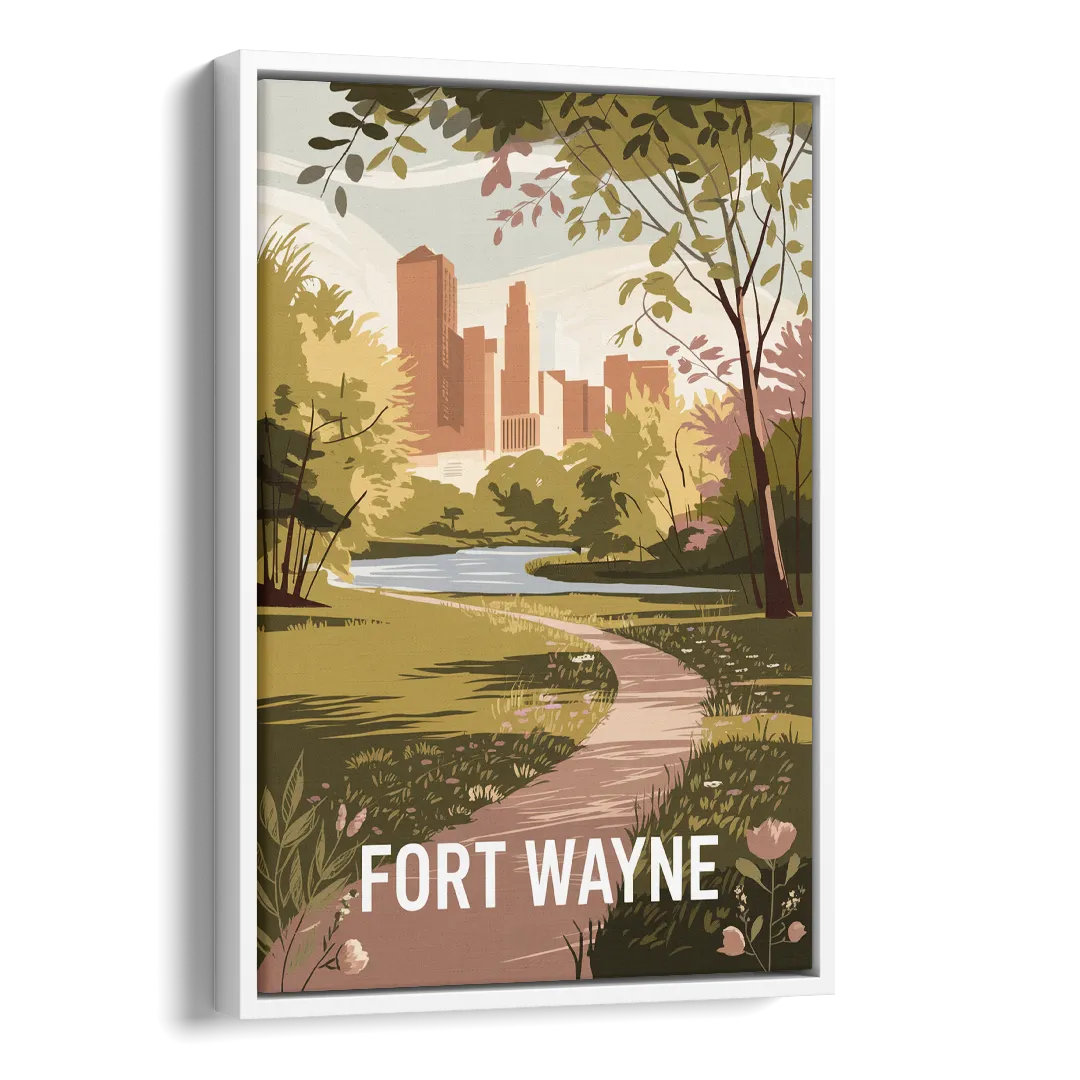 Fort Wayne Scenic Trails Side - White Canvas Wall Art
