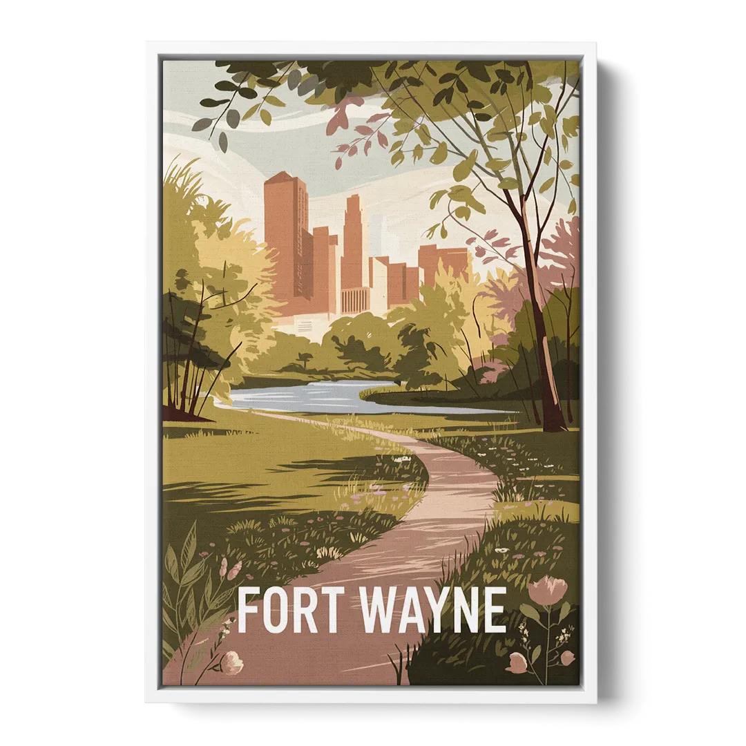 Fort Wayne Scenic Trails Front - White Canvas Wall Art