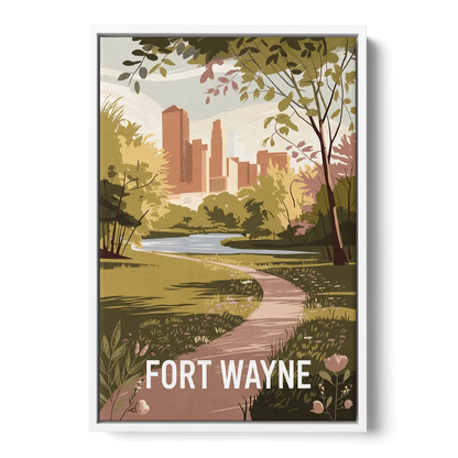 Fort Wayne Scenic Trails Front - White Canvas Wall Art