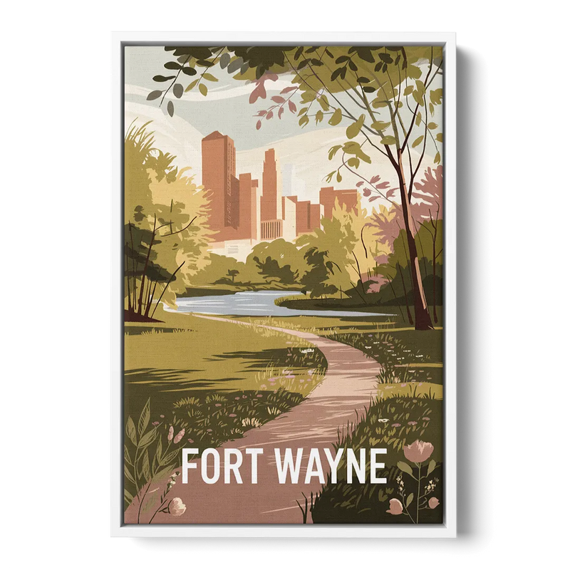Fort Wayne Scenic Trails Front - White Canvas Wall Art